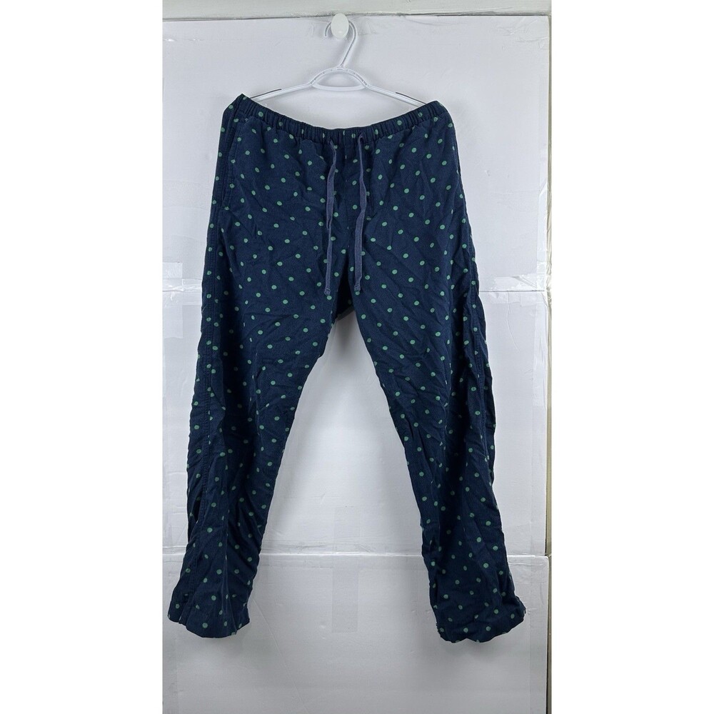 Gap Flannel Pajama Pants Navy Blue Green Polka Dot Drawstring Lounge Pants Sz M